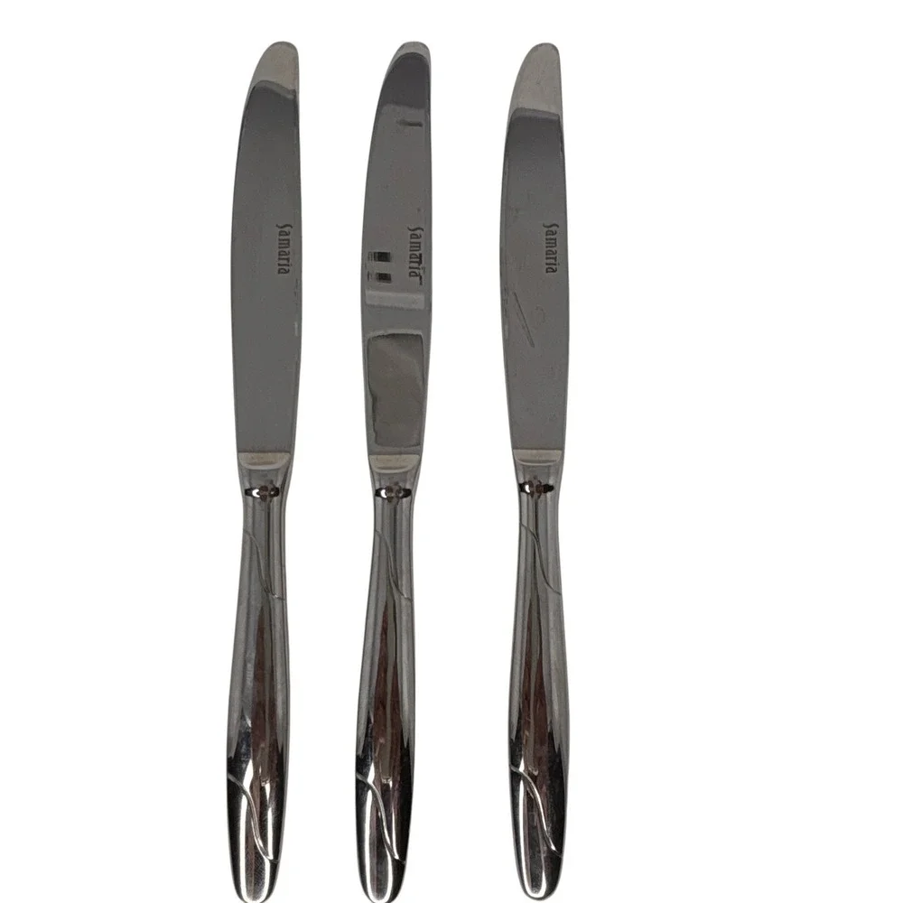 Lot of 3 Oneida Samaria Dinner Knives Stainless Flatware Replacement Glossy
